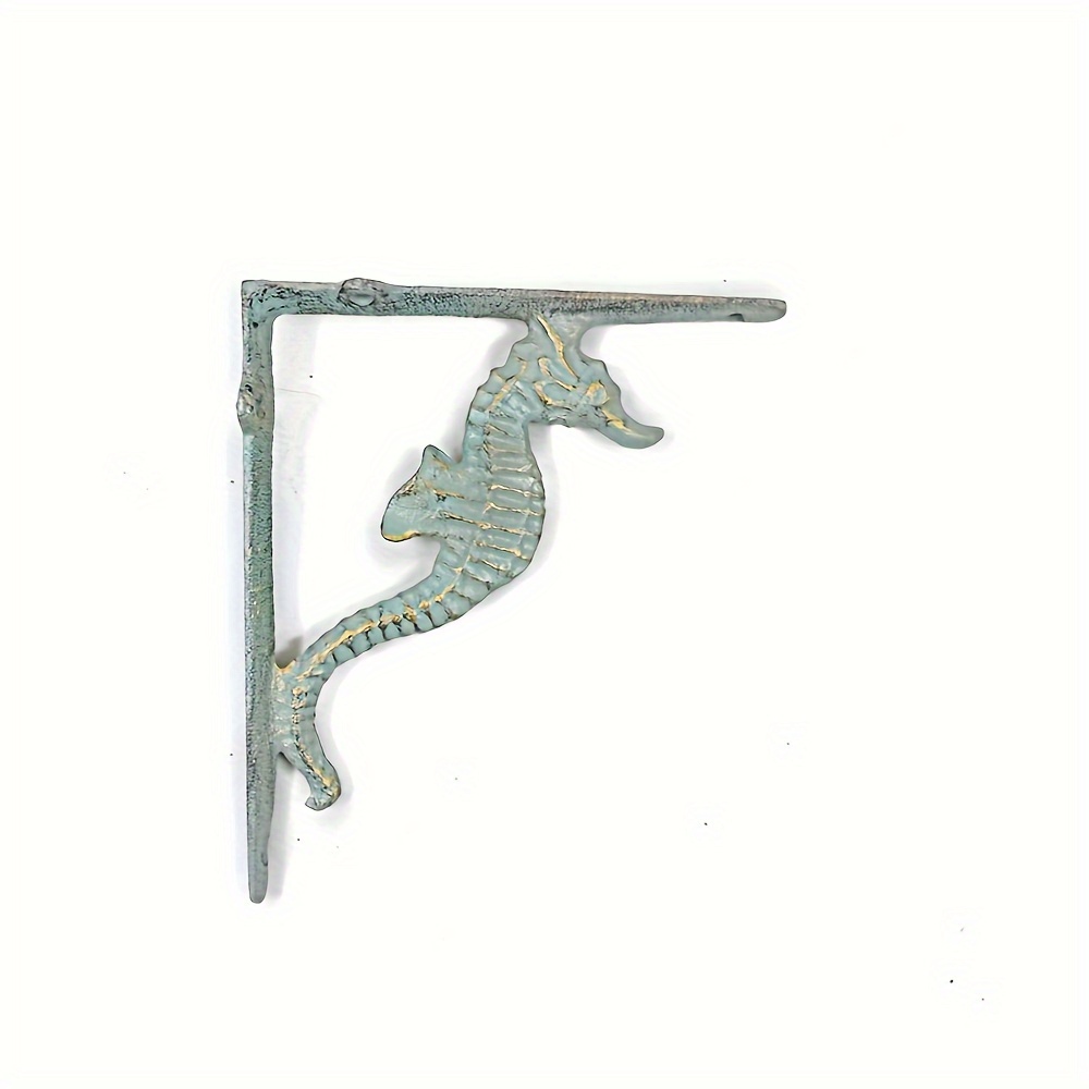 Image of Cast Iron Seahorse Corner Shelf - Vintage Wall-mounted Shelf Rack With Seahorse /shelf, Heavy-duty Suitable For,, Bathroom, Nautical Decor, Space- Storage Unit, No , Corner Shelves