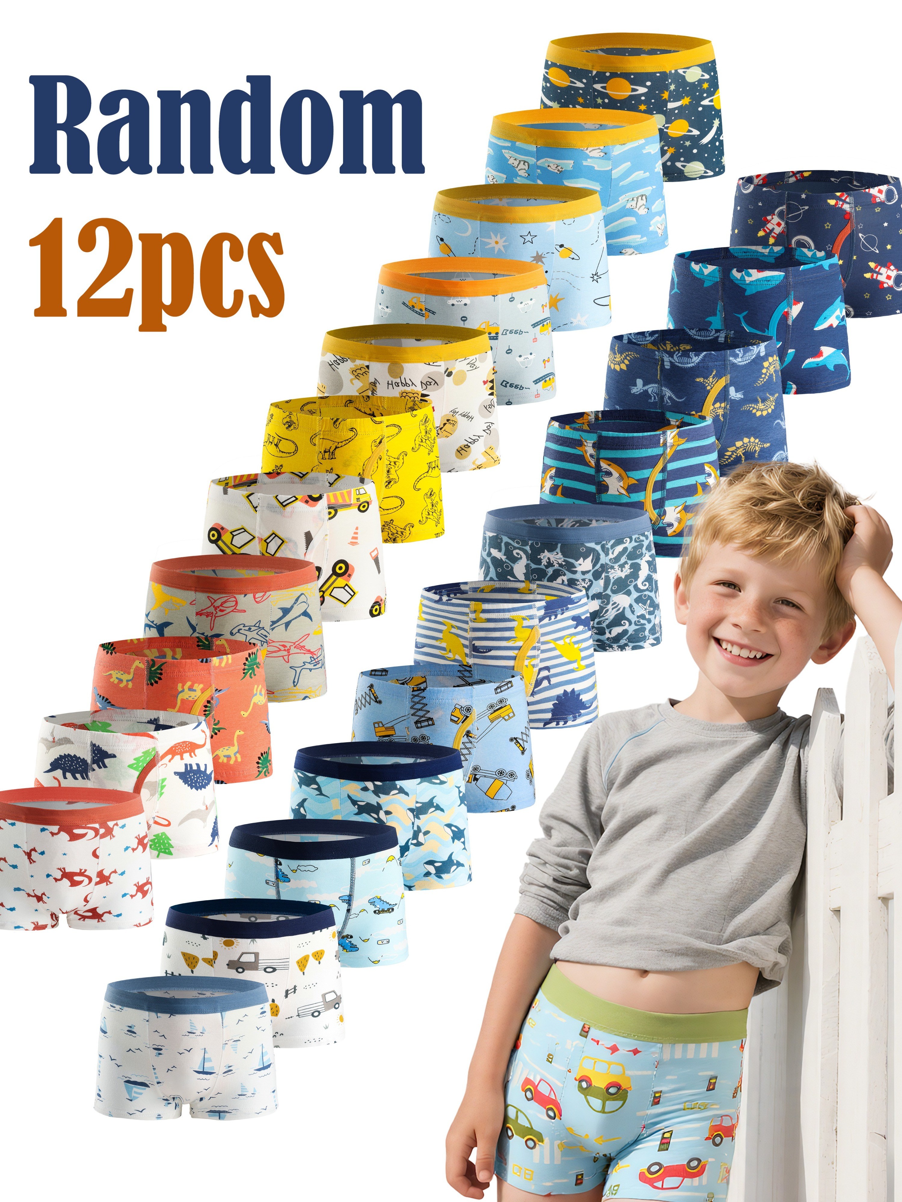 random 12pcs boys boxer briefs for 0 12 years old soft breathable underwear assorted colors patterns boys panties boys clothes