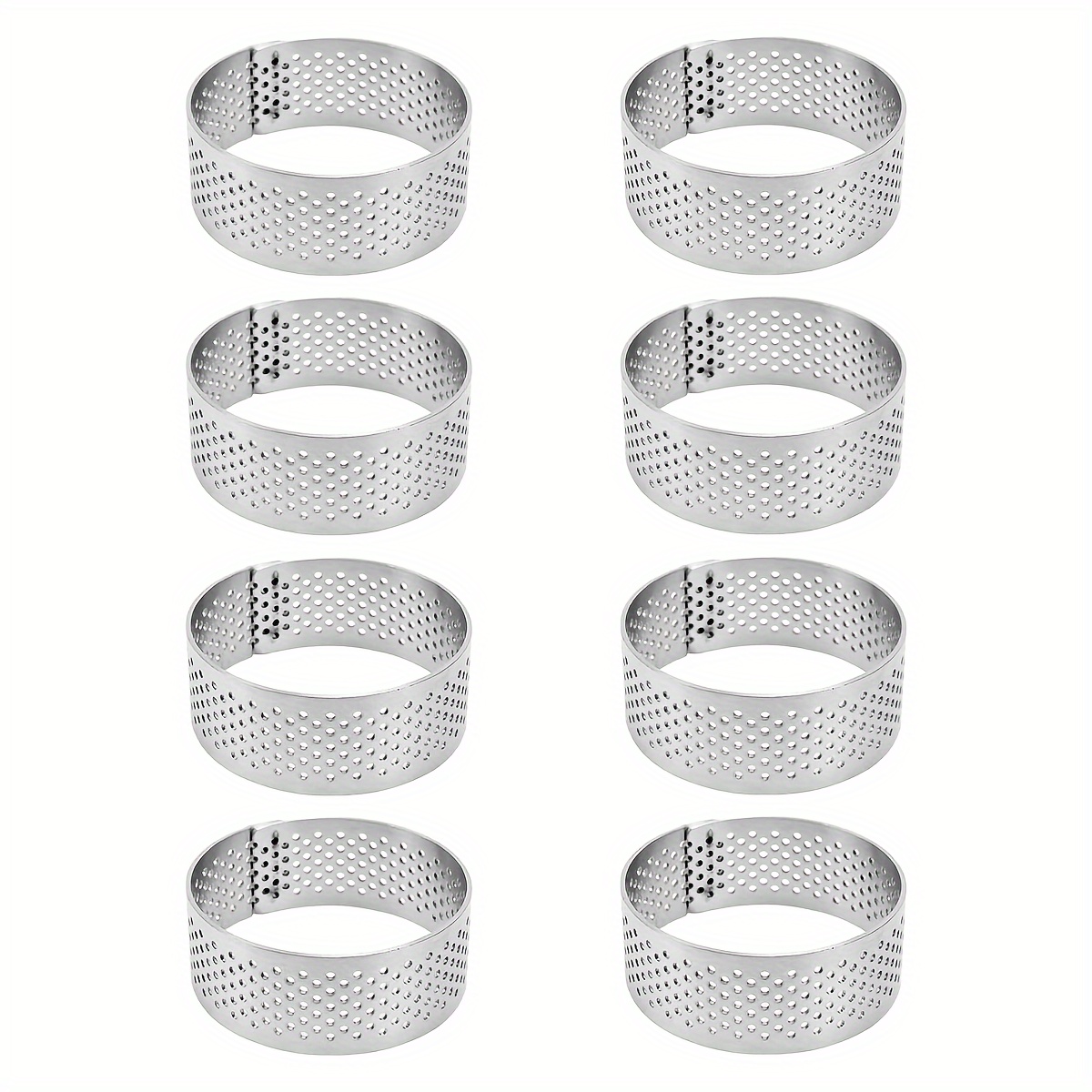 

8pcs 1.98 Inch Stainless Steel Tart Ring, Heat-resistant Perforated Cake Mousse Ring, Round Ring Baking Doughnut Tools 5cm