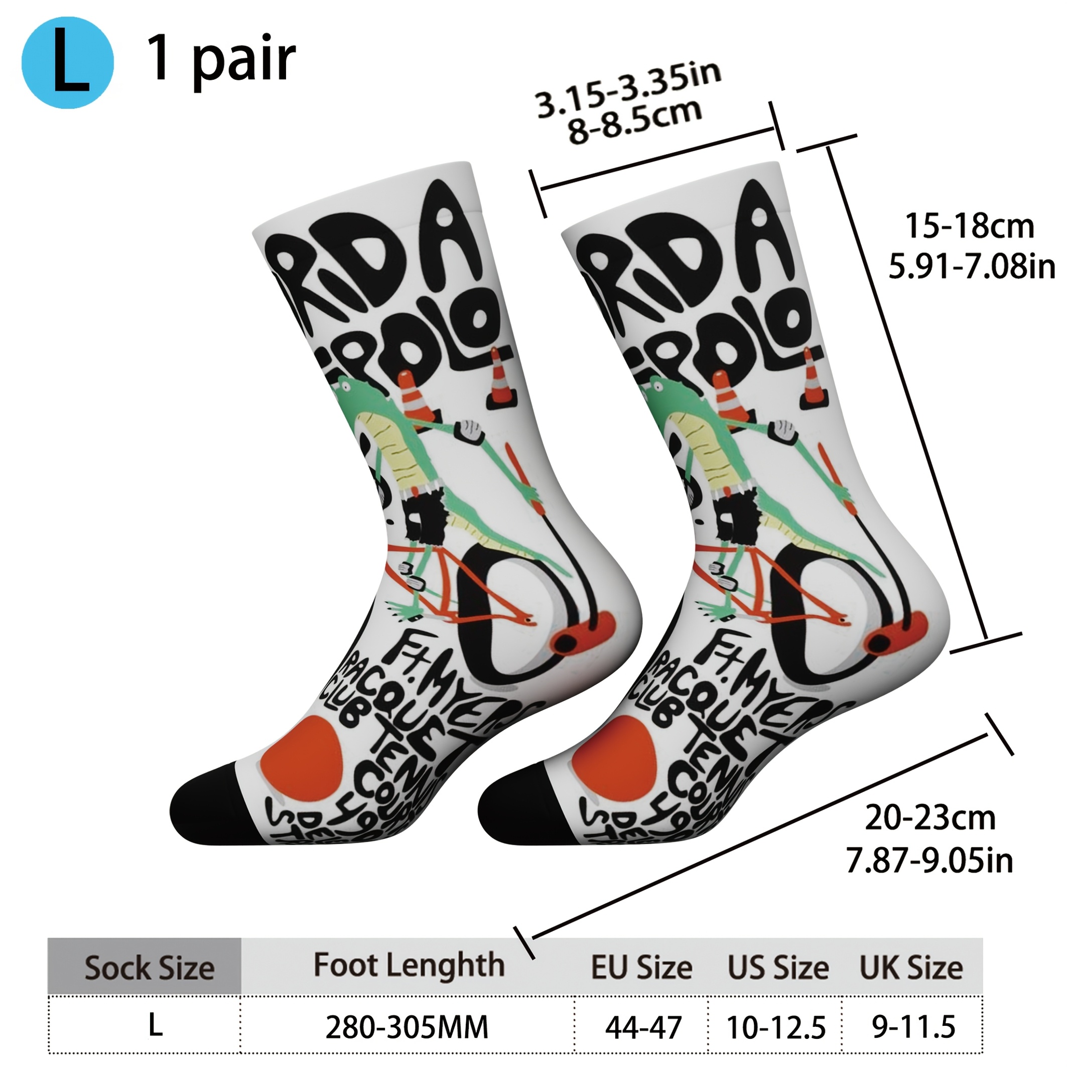 TEMU A Pair Of Unisex Socks Featuring A Crocodile Rider Theme, Comfortable And Breathable, Suitable For Couples With A Multi-element Street Style,