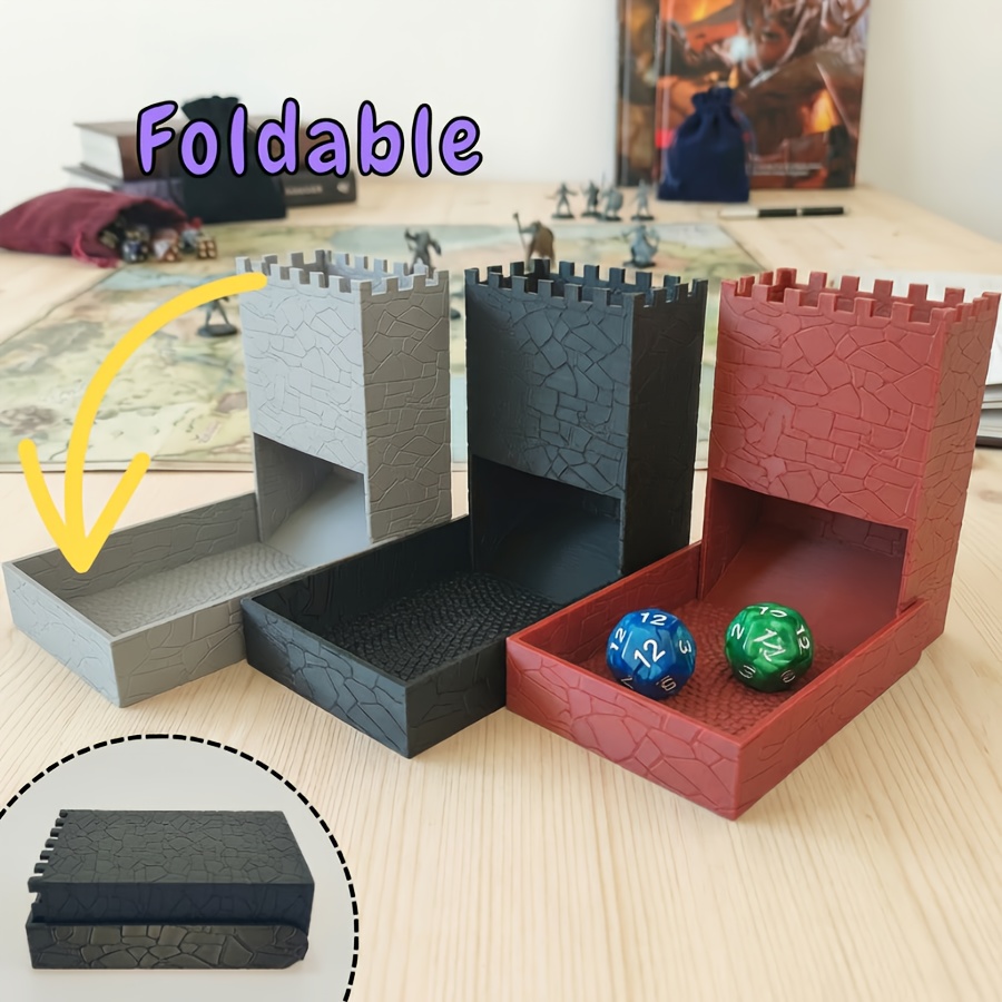Collapsible Dice Tower Shaped Like a Castle Wall