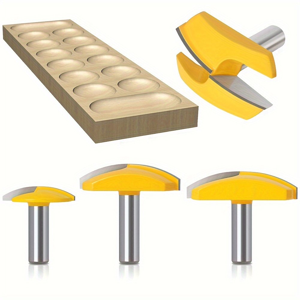 

1pc 1/2in 1/4in 8mm Shank Large Bowl Router Bit - 2.7" - 2-3/4" Wide For Woodworking Cutting Tool