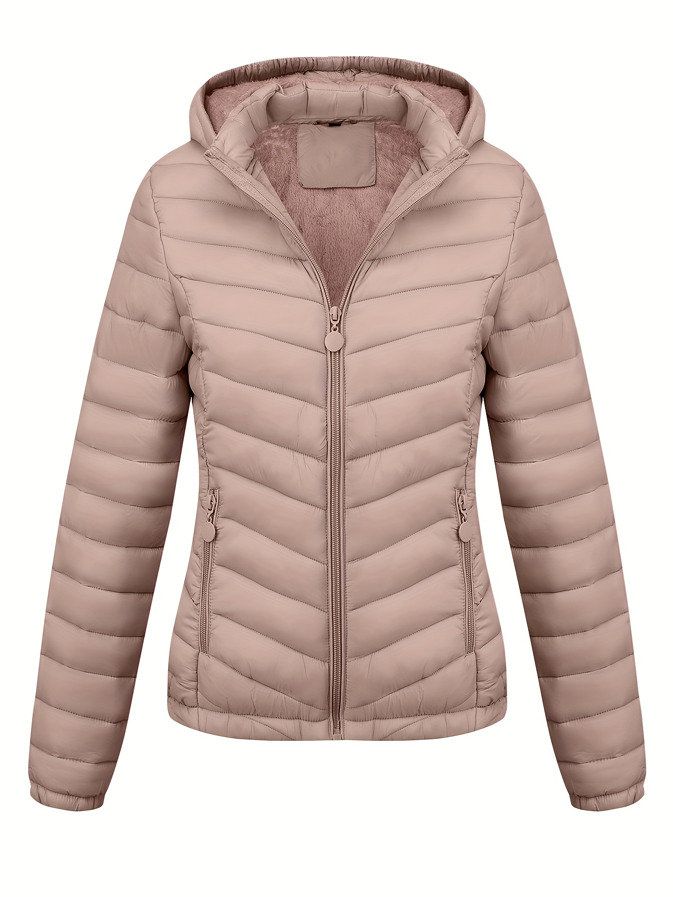 Women's Hooded Padded Coat with Pockets