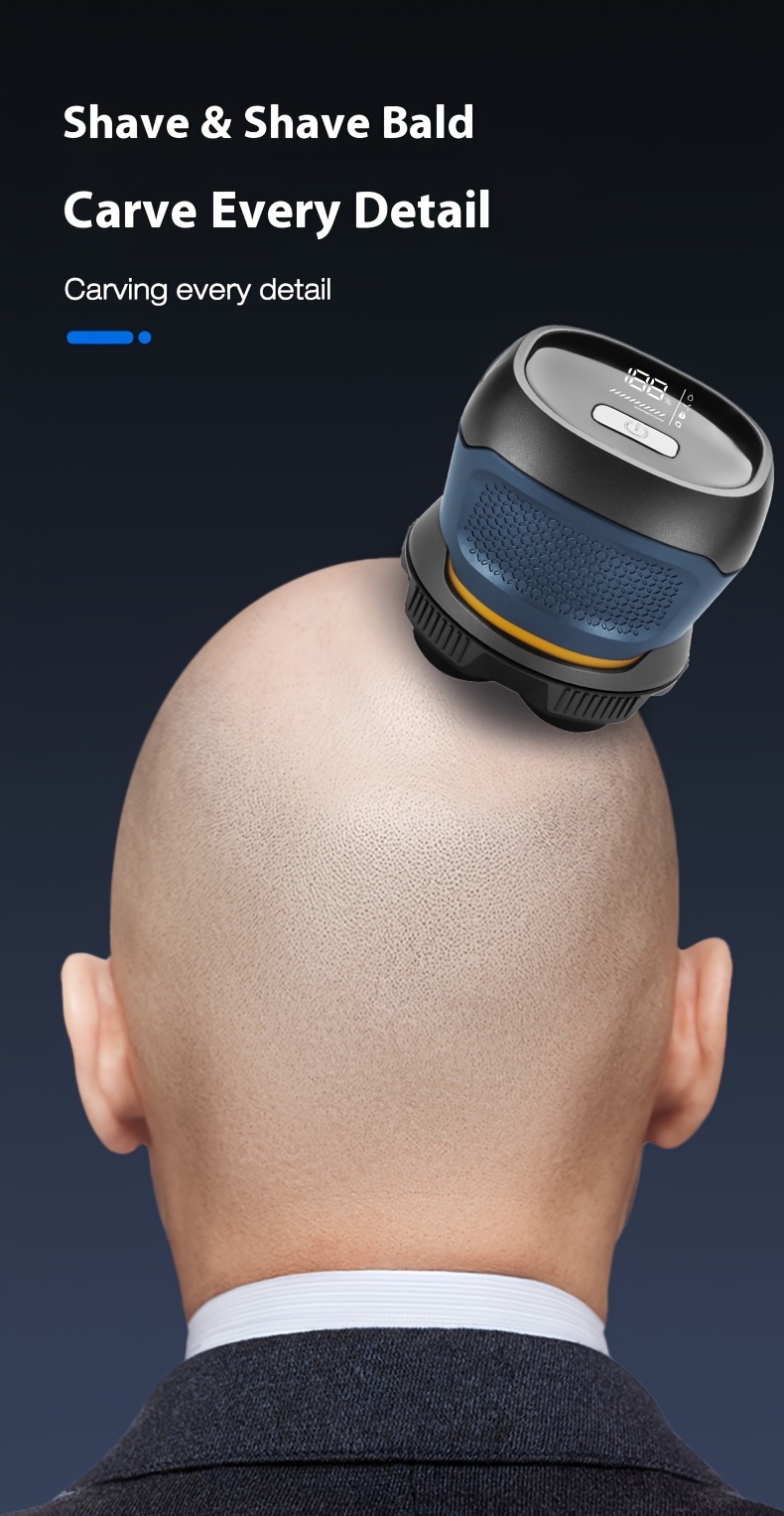 6-in-1 6D Bald Head Shaver & Clipper - Lithium-Ion Electric Razor with Smart Display, 1400mAh Battery, Type-C Charging, 2-Speed Adjustable, Self-Cleaning & Travel Lock - Men's Hair Removal Tool for Home & Travel (Ideal Gift for Men