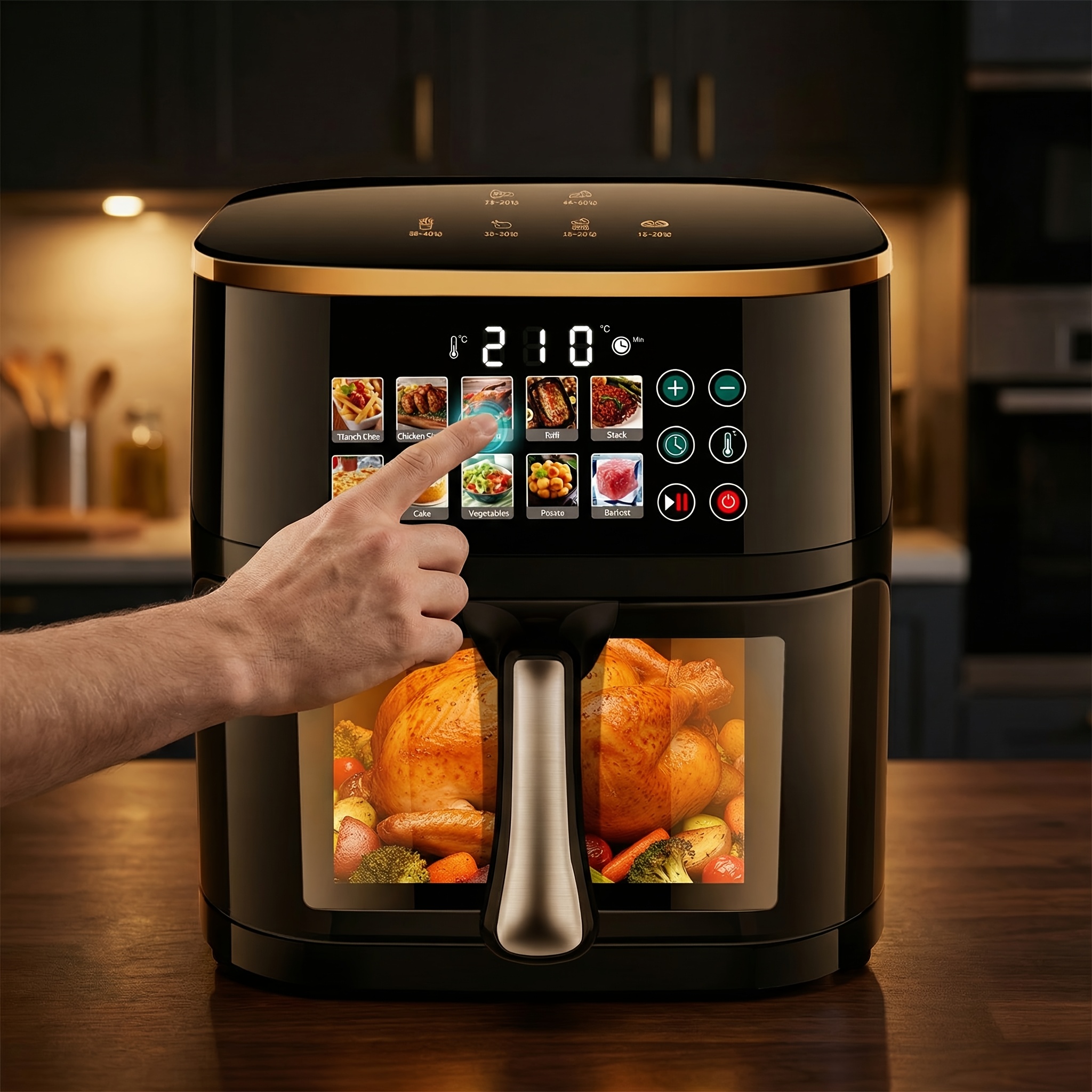 Air Fryer 8.5 | 10-in-1 High Power 400°f Cooking For Crisper, Results | Xl Basket With Viewing Window | Air Fry, Bake, , , Dehydrate