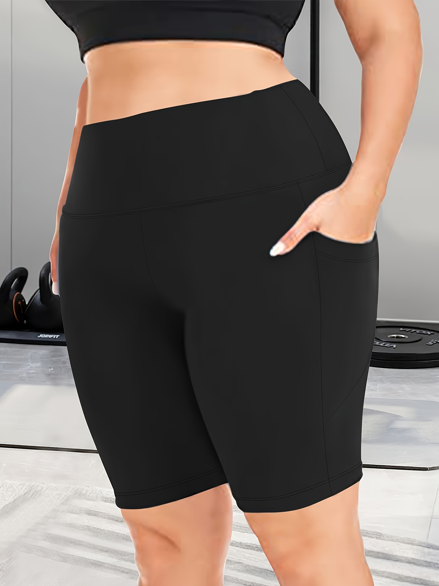 Big Size High Waist Crescent Pocket 5 Points Pants - Drainage Style