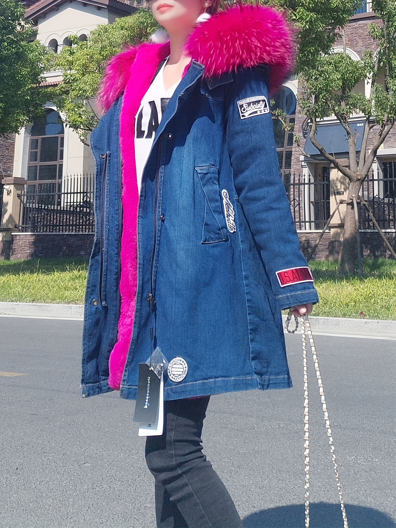 women's elegant winter parka coat detachable fur lining Temu