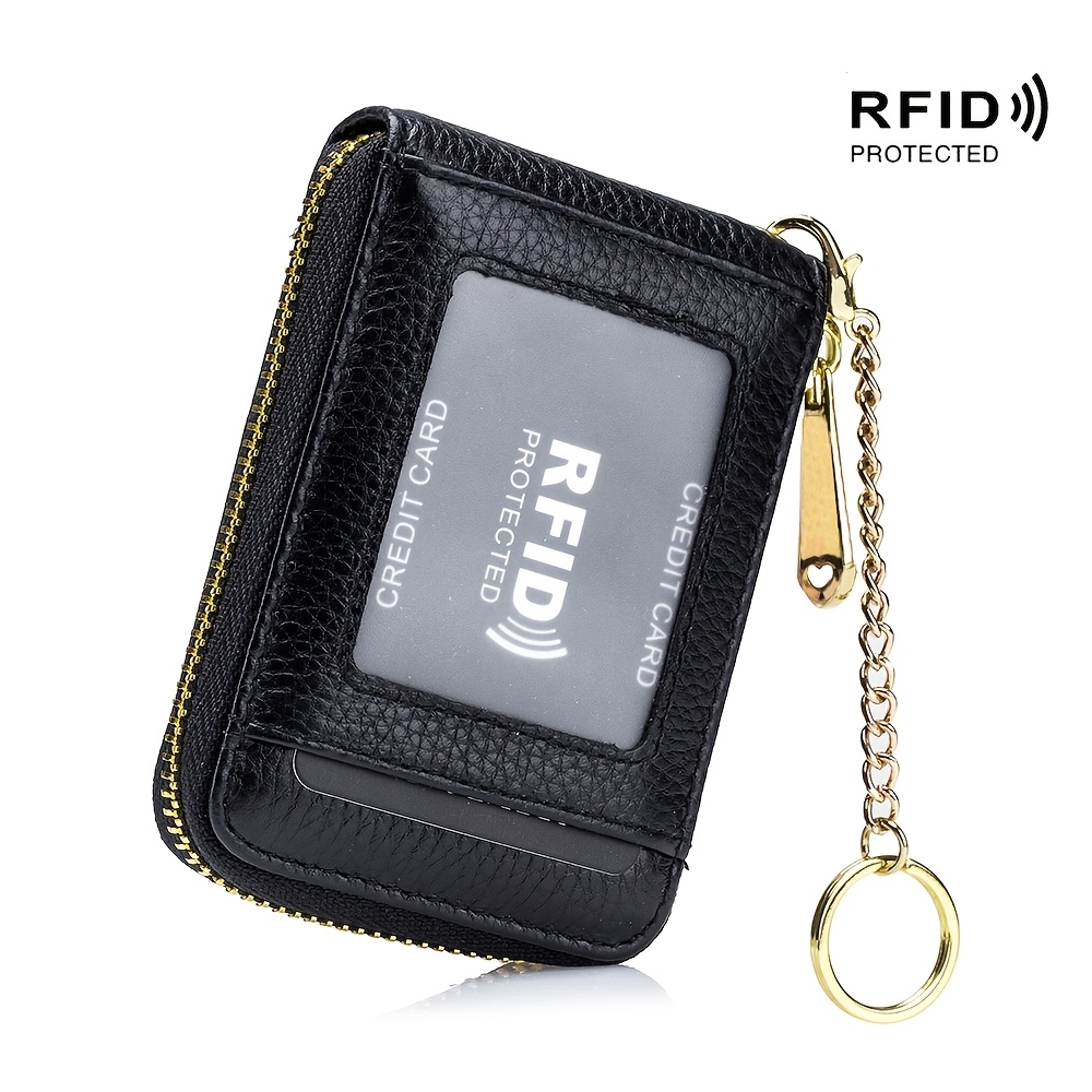 TEMU Rfid Credit Card Holder, Casual Multi-compartment Wallet, Around Card Case