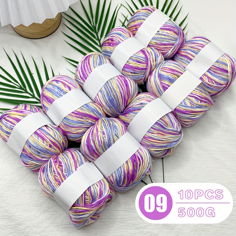 Image of 10pcs Colorful Gradient Dyed Silk Wool And Cashmere Blend Yarn - Suitable For Knitting, Crocheting Sweaters, Scarves, Hats, Diy Doll Bouquets, Etc. - Multiple Colors