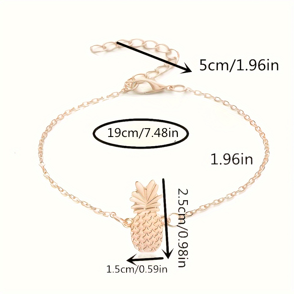 Women's Pineapple Anklet - Bohemian Beach Jewelry With Pineapple Charm, Durable Metal Chain For Everyday & Formal Events, Casual Attire Accessory, Pineapple Jewelry, Bohemian Style