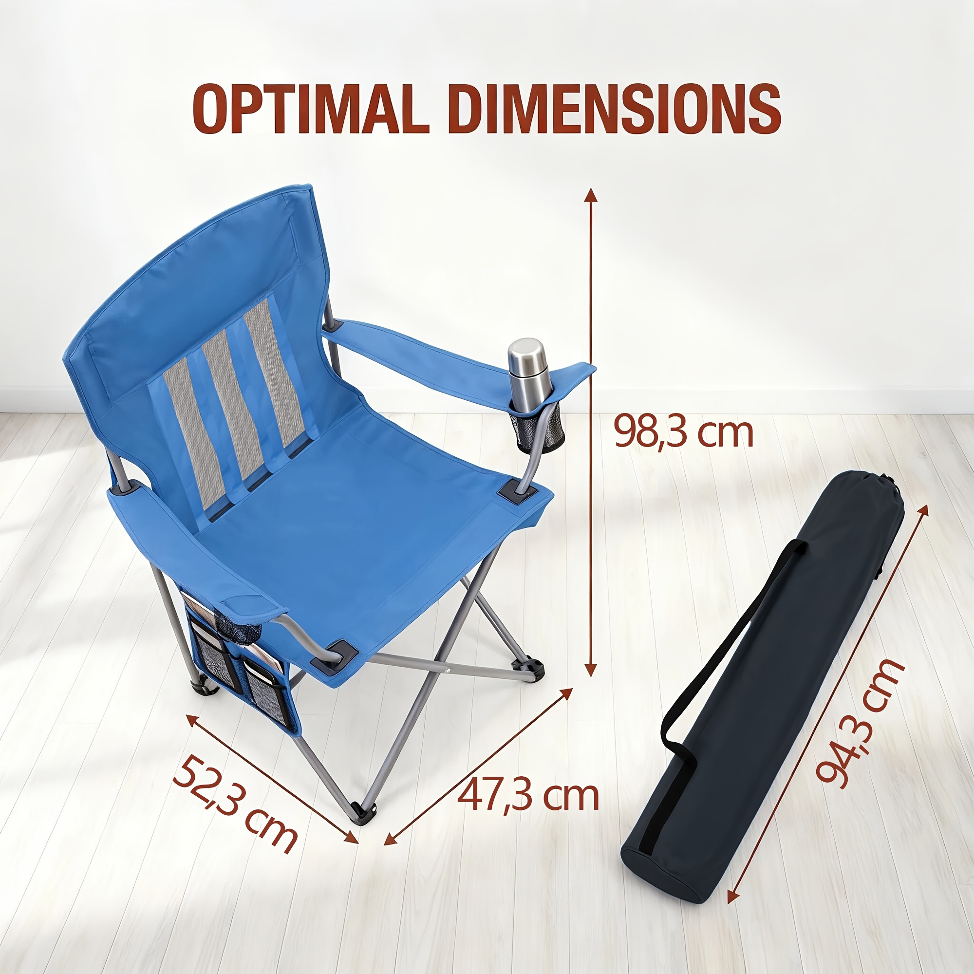 Foldable Camping Chairs, 2-Pack with Armrests and Cup Holder