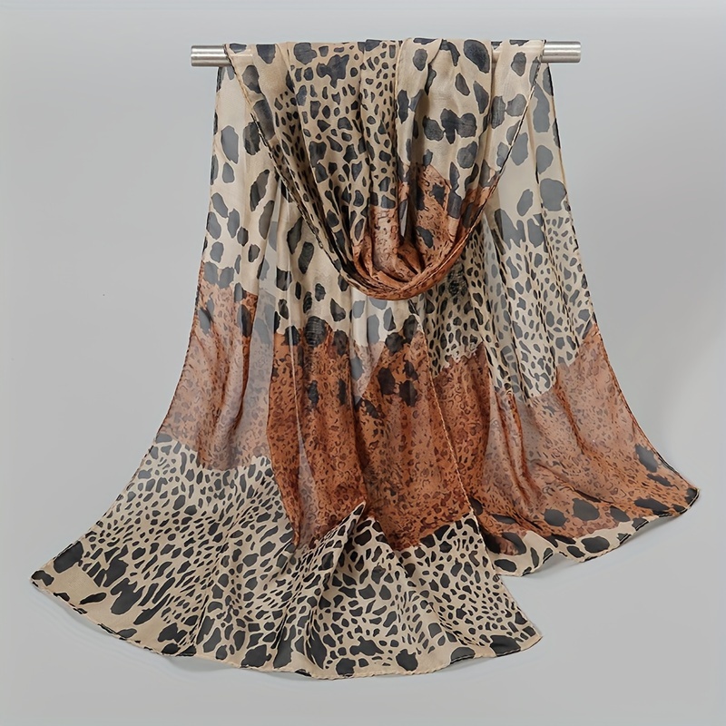 1pc Retro Bohemian Leopard Print Scarf Suitable For, Sun Shield & Windproof Shawl - Lightweight Breathable For Beach, Travel, Outdoor Activities
