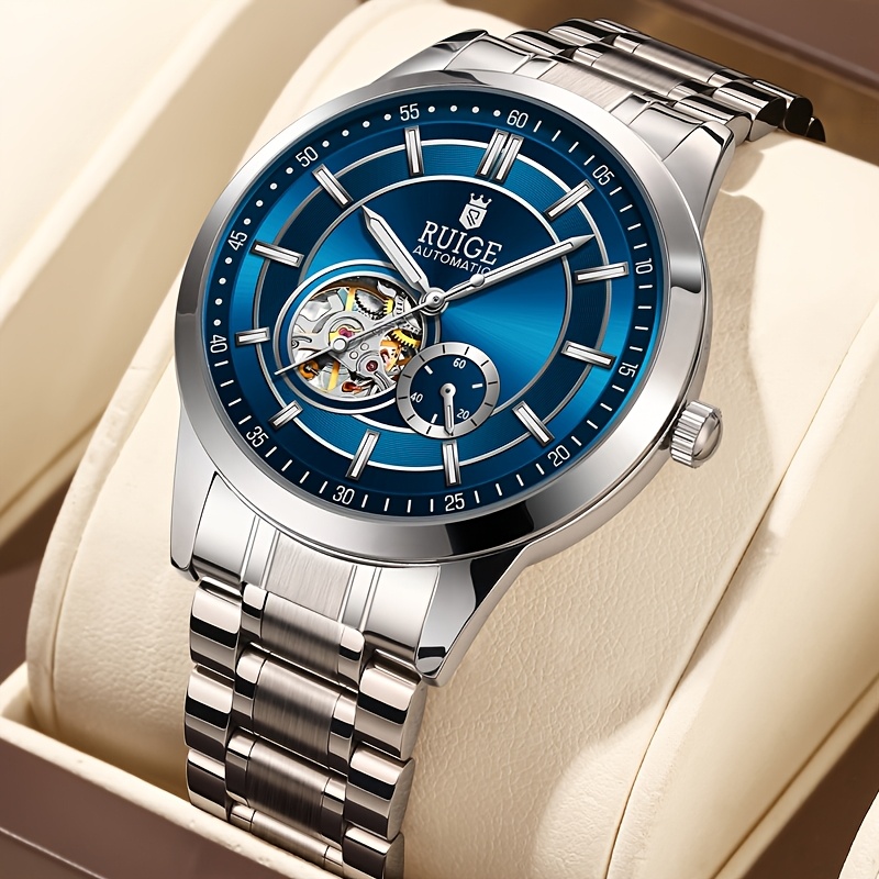 Ruige Men's Business Automatic Mechanical Watch Stainless Fashion Large Dial Sports Men's Gift Wristwatch
