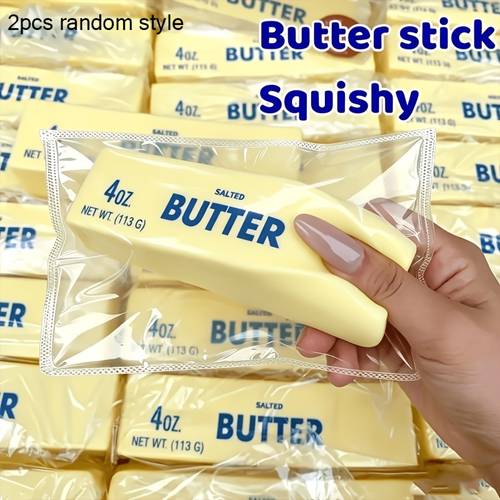 2pcs viral butter squishies fidget toys novelty fun squeeze toys hand sensory slow rebound toys with butter scent perfect birthday holiday surprise gifts random styles