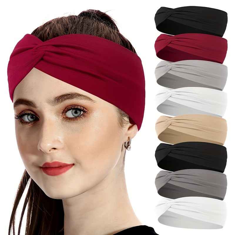 

4pcs/set Soild Color Headbands Stretch Turban Knotted Hair Bands Yoga Workout Sports Sweatband Hair Accessories For Women