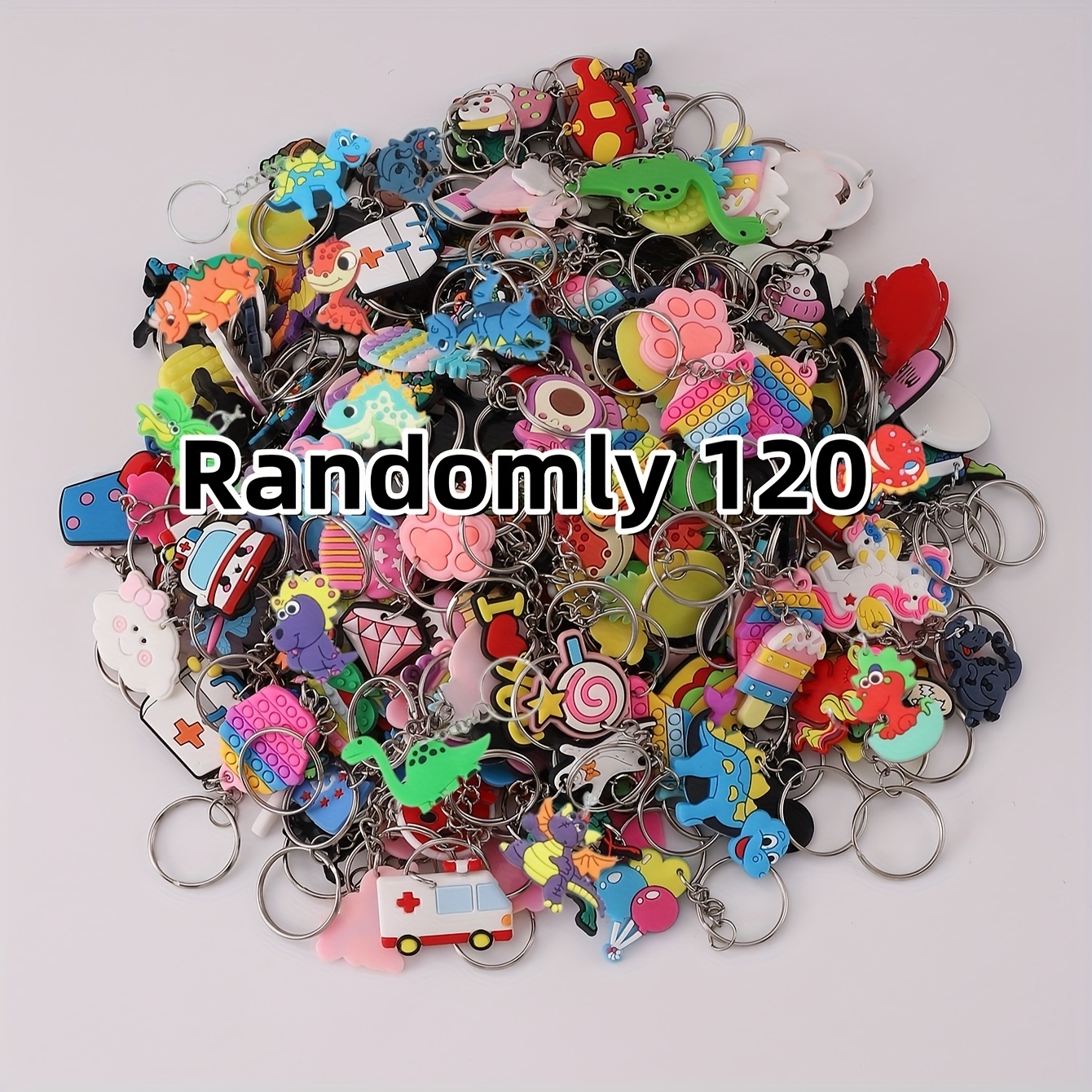 Image of 120pcs Of Cross-border Random Cartoon Keychains Mixed Pvc Keychains Anime Keychains Women' Key Additions Irregular Cartoon Anime Random Style Flat Keychains
