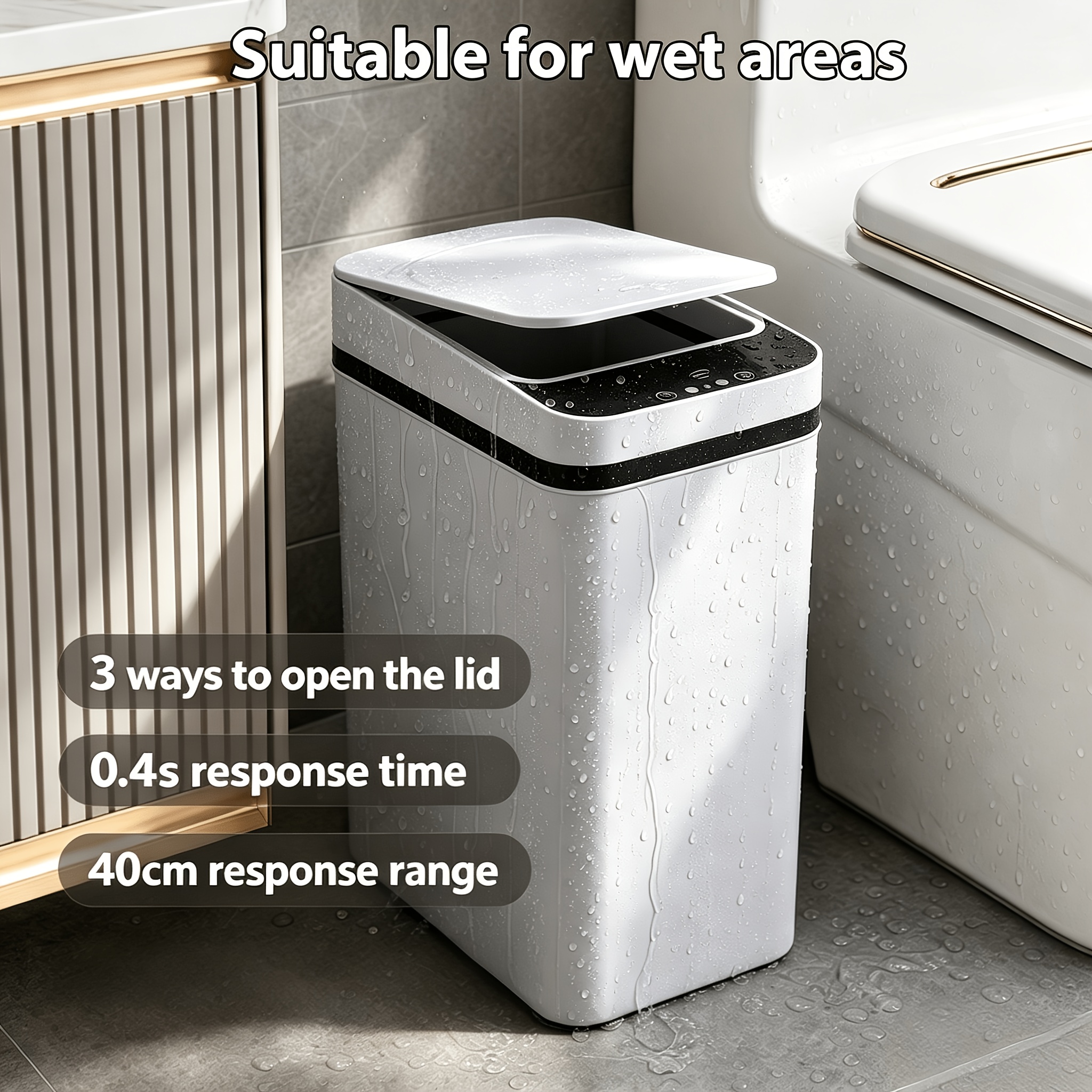 12l Smart Trash Can, Odors, Suitable For Kitchens, Bathrooms, Pet- Families, Offices