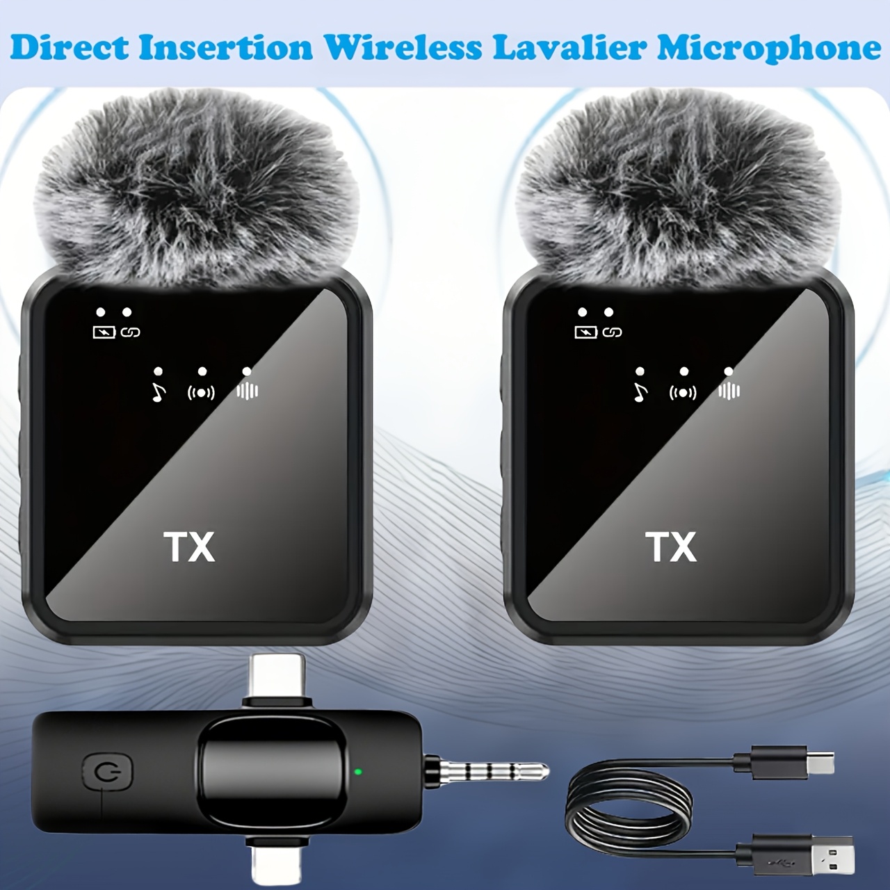 item picture   in 1 receiver wireless lavalier mic transparent wireless mini mic suitable for iphone   phone camera computer laptop dual laptop microphones with usb c 3 5mm plug for vlog recording live streaming   teaching meetings