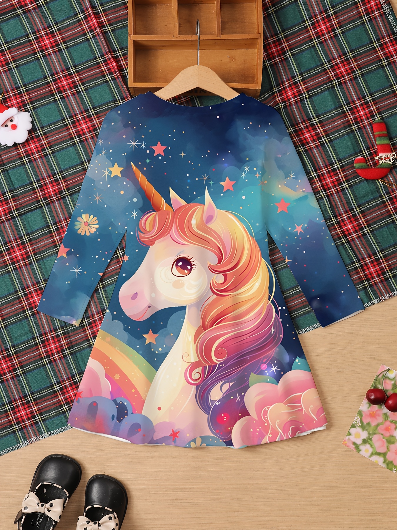 girls 3d unicorn dress rainbow clouds stars print long - Temu Cyprus