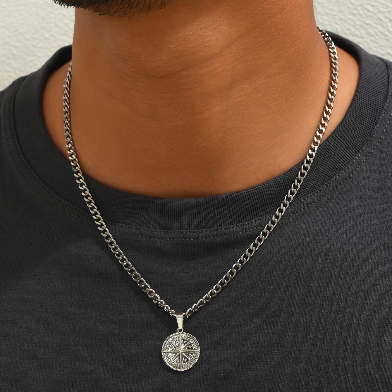 TEMU 1 Pendentif Étoile Octogonale Vintage Hip-Hop Minimaliste pour Homme