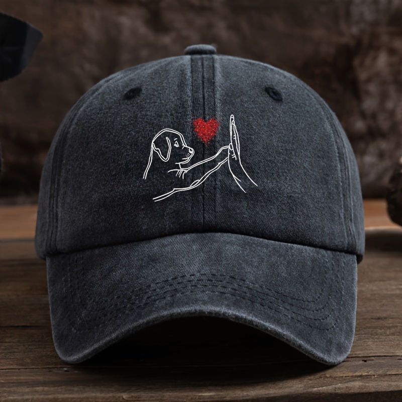 

Casquette de baseball rétro hippie cool à bord incurvé, chapeau à visière imprimé chien à la mode, chapeau décontracté pour les sports de plein air