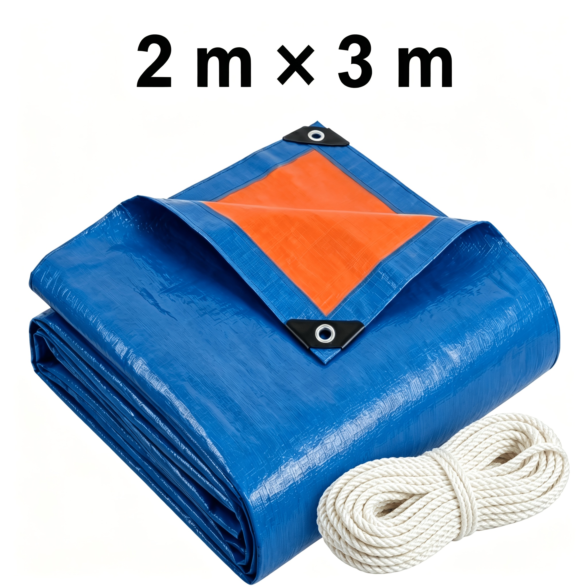 Image of Pe-plane Waterproof Blue Orange Double-sided, Tarpaulin With Reinforced Corners & Free Nylon Rope, Weatherproof Protective Cover For Garden Camping Car Wood Protection, 5 Sizes