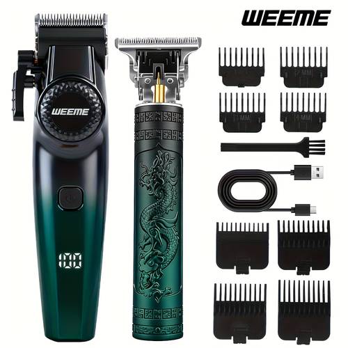 item picture 3pcs 2pcs beard trimmer hair clippers mens shaver electric razor cordless barber clippers and trimmers set hair cutting kit for men grooming home barber use precision styling tools ideal gifts for men gradient green