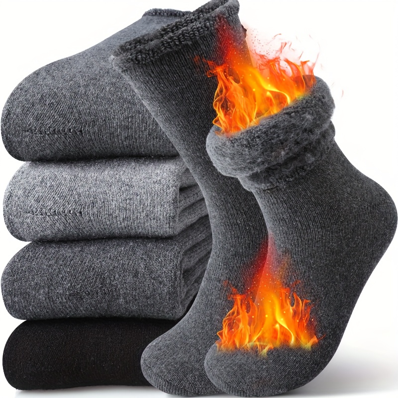 3 pairs mens ultra soft plush socks thermal lined crew length socks for winter outdoor commuting daily wear
