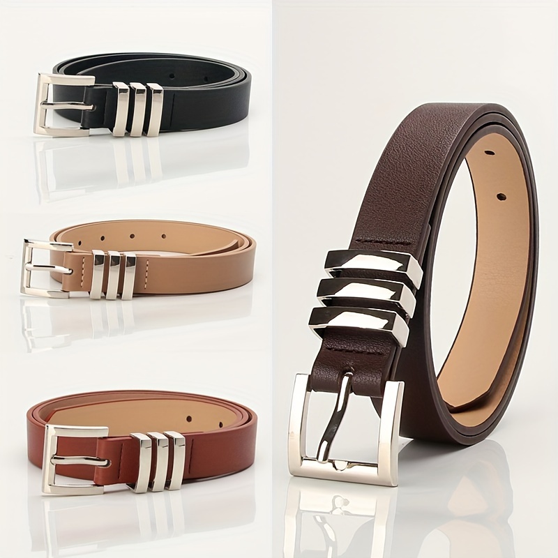 

Chic Women's Leather Belt - Square Pin For Jeans, Casual To Formal