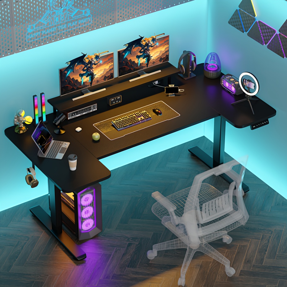71×36 Standing Desk Electric Adjustable Height Desks, Home Office Desks With Cable Management, Monitor Stand, 2 Hooks, 5 Power Outlets, 3 Memory Adjustable Height Computer Desk