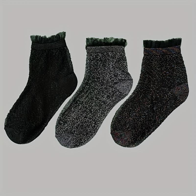 

1/3 Pairs Of Women' Color Crystal Lace Mesh Socks