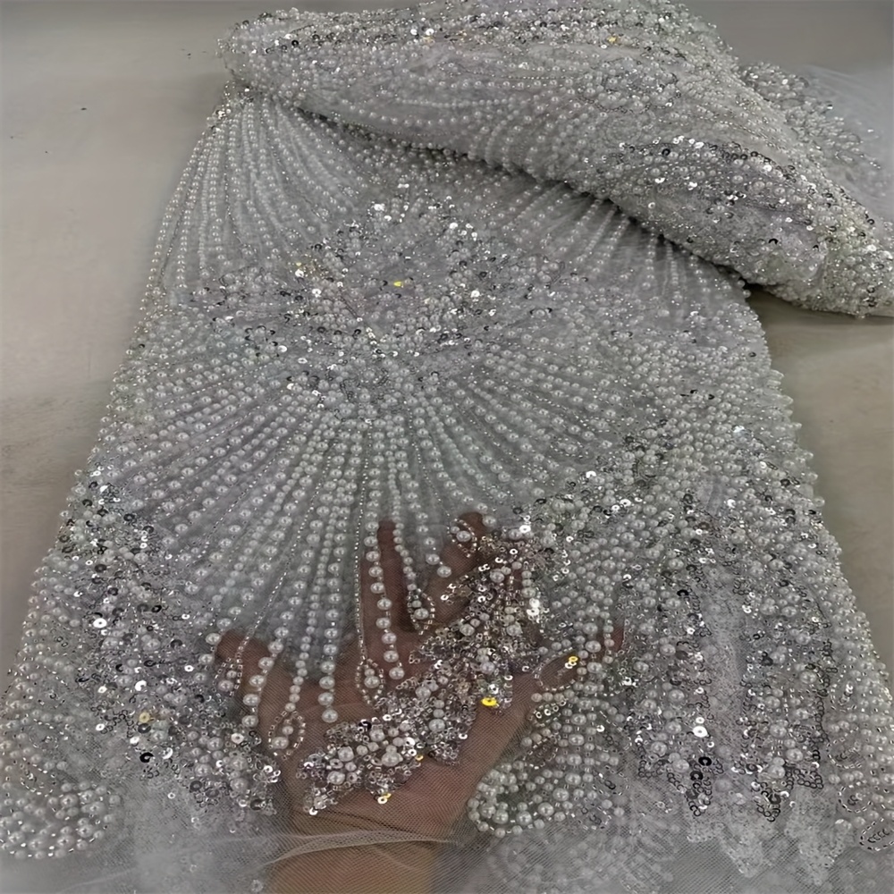 Luxurious Nigerian African Beaded Lace Fabric