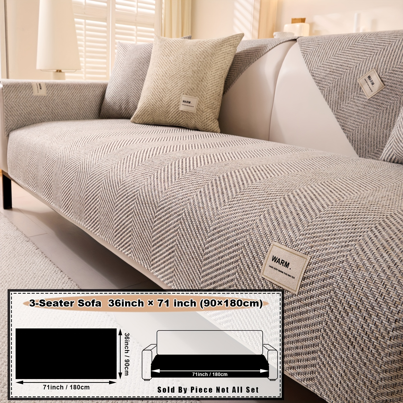 TEMU 1pc Warm Solid Color Label Sofa Cushion, Popular Modern Minimalist Sectional Sofa Cover In Europe And America, Pet-friendly Non-slip Particle