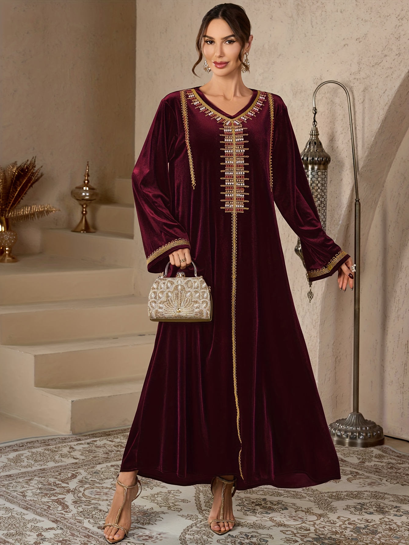 1pc autumn winter muslim womens elegant abaya long formal - Temu Oman