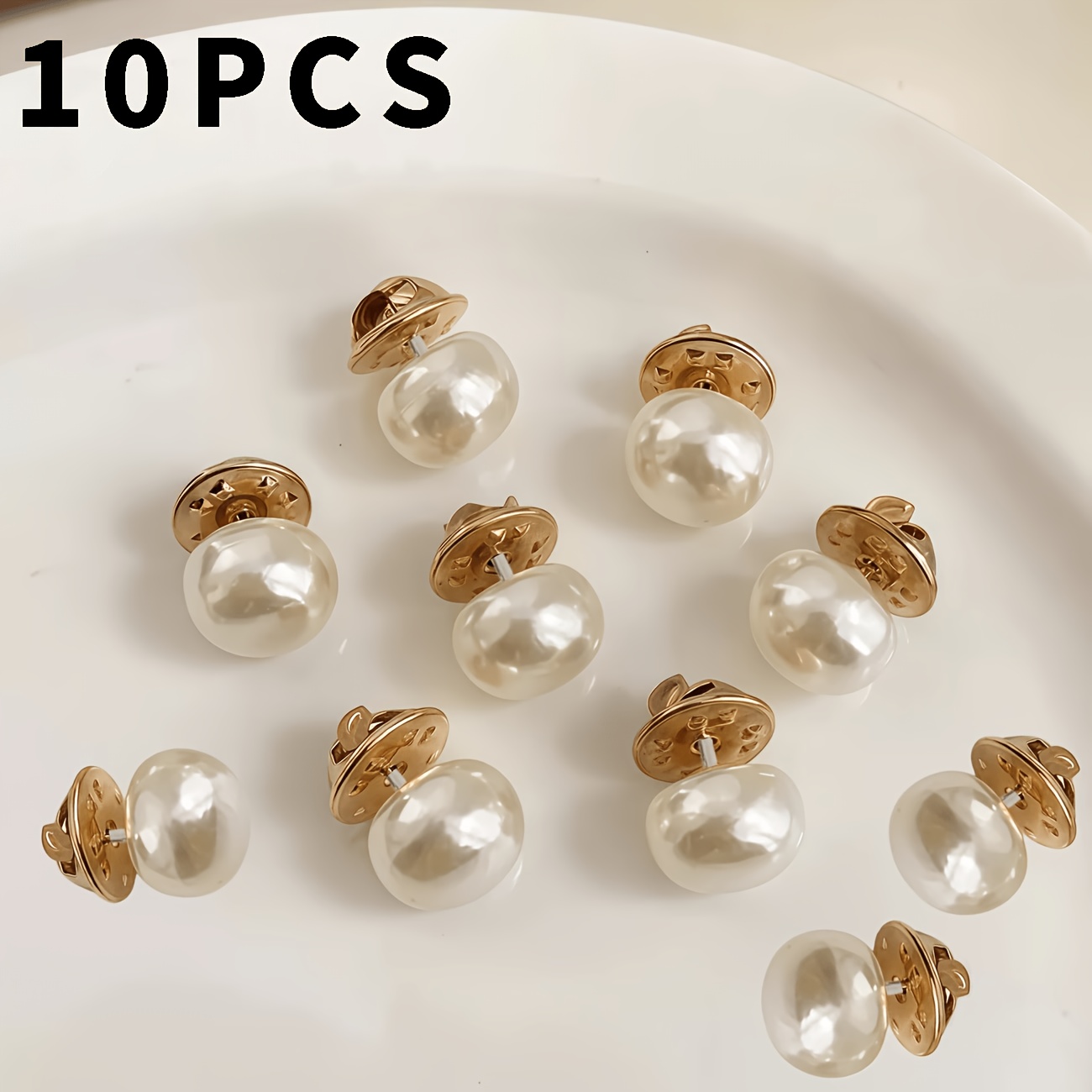 TEMU Lot de 10 boutons perles couture, boutons de chemise aiguille pour la couture, boutons décoratifs pour vestes et tenues de soirée, perles