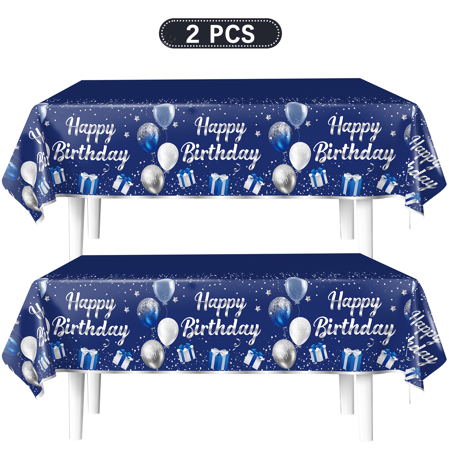 TEMU Birthday Party Decorations, 2pcs Men's Birthday Party Tablecloths, Blue Birthday Party Supplies, Suitable For Home, Living Room, Outdoor Party
