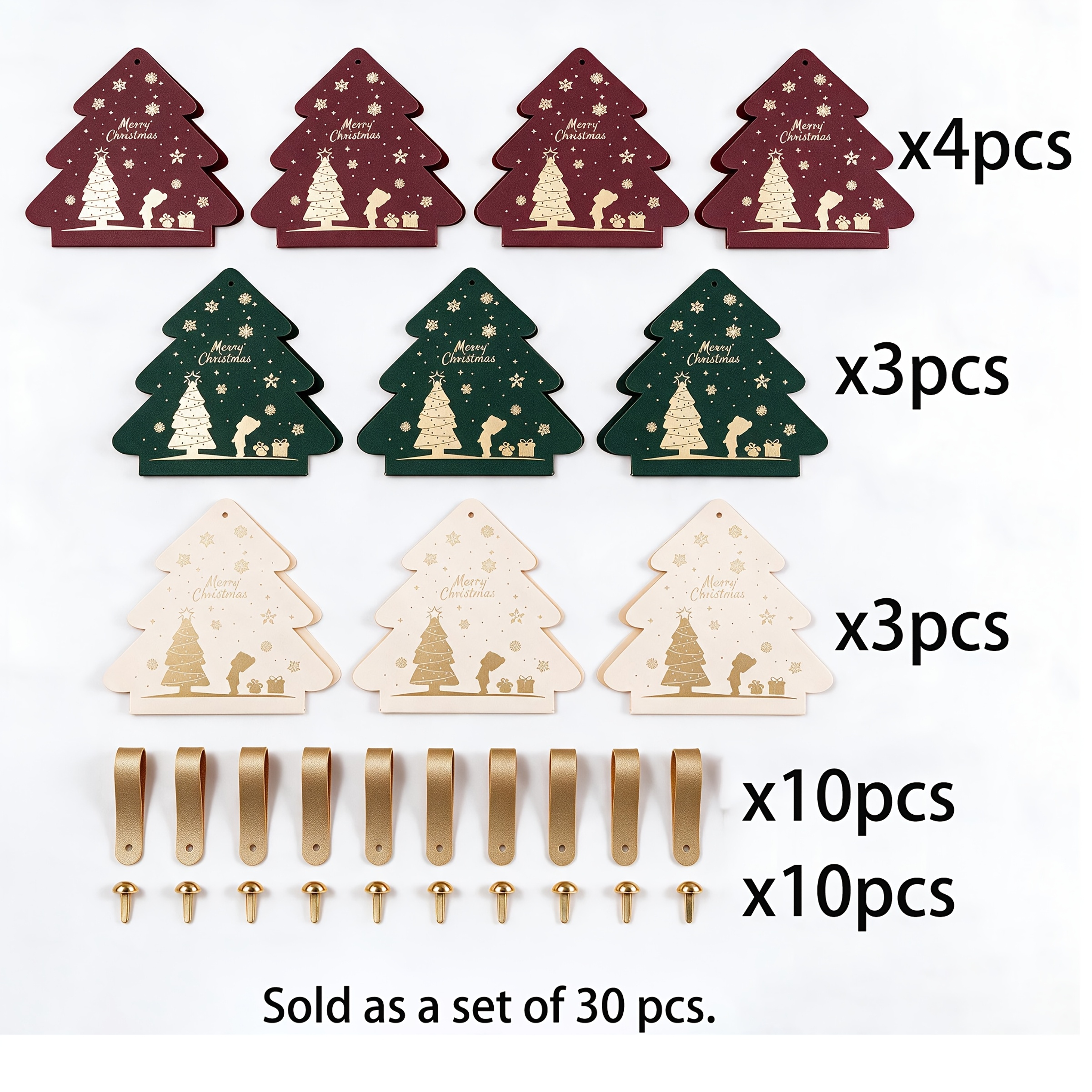 Image of (pack Of 30) Christmas Tree-shaped Gift Boxes With Handles "merry Christmas" Themed Boxes For Party Favors, Holiday Table Decor, And For Party Supplies