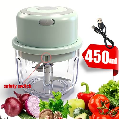 electric mini garlic press portable mini food chopper vegetable dicer usb rechargeable 450ml capacity 5pcs set small food processor suitable for mashing 99 types of daily ingredients such as garlic puree onions herbs vegetables