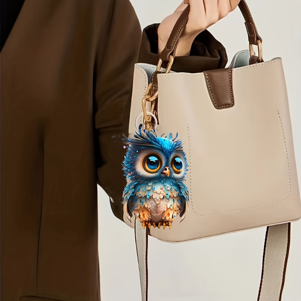 

1pc New Fashionable Owl 2d Flat Acrylic Women's Keychain Accessories And Pendants, Car Rearview Mirror Pendants, Kitchen And Home Hanging Accessories And Pendants Gift