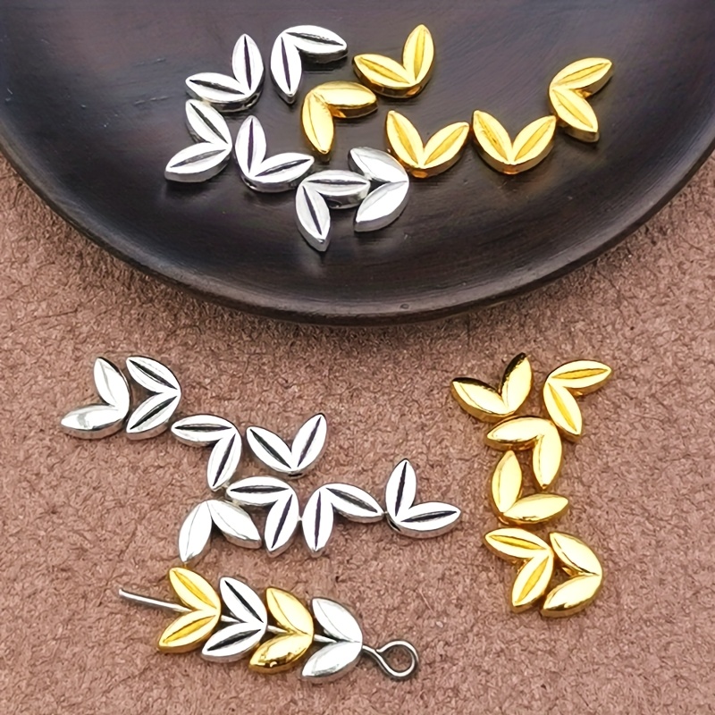 TEMU 37pcs Wheat Ear Charm Small Hole Beads Pendant, Beads, Bohemian Style Jewelry Accessories, Handmade Making Bracelet, Necklace, Earring Accessories 7*5mm