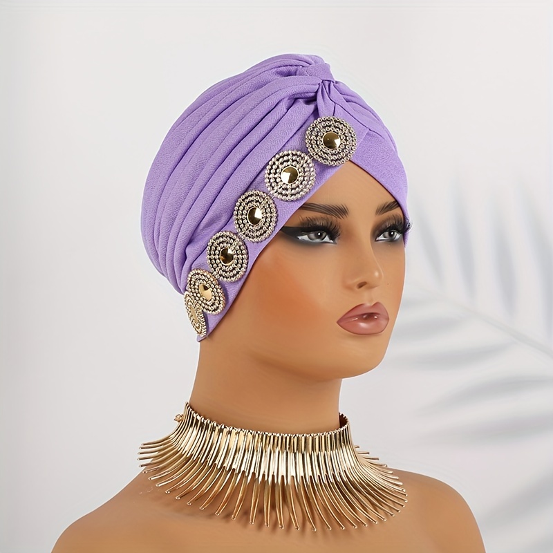 Carnavalife Turbante plissettato, vintage, a tinta unita, unisex