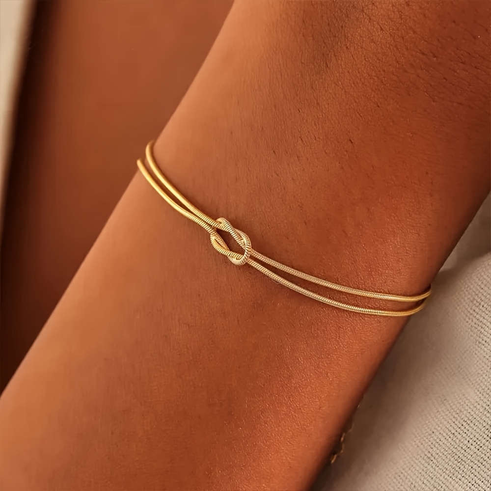 TEMU Vintage minimalistisches Paar-Armband, handgeknüpfte Schlangenkette, modisches vielseitiges Armband, Geschenk für die Freundin