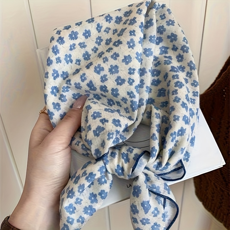 Image of Luxury Floral Square Scarf & Headband - Convertible Headwear Or Neck Accessory, Soft Comfortable Pattern Scarf For &, Versatile For Weddings, Parties, Travel - Novelty Luxury Accessory