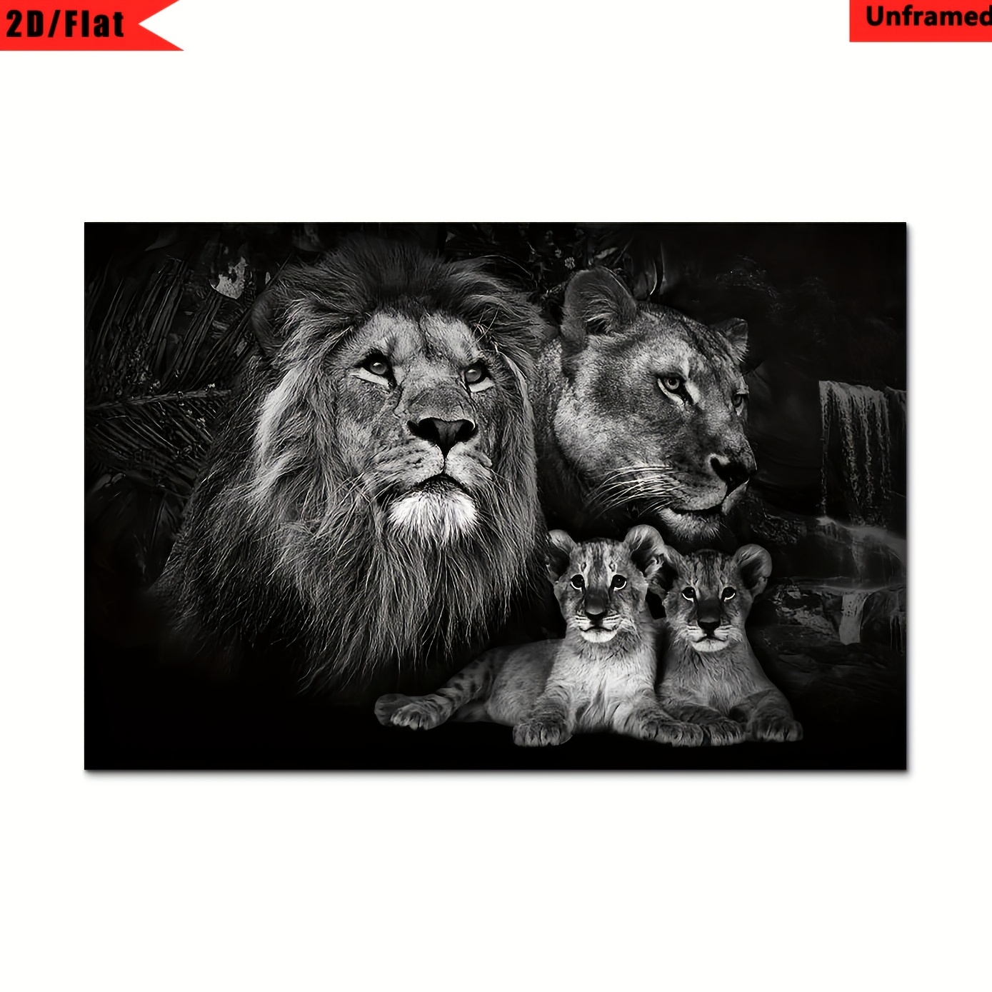 Image of 2d Flat, 2d Flat, 1pc, Unframed, Animal Canvas Wall Art, Print Poster Picture, Perfect Wall Decoration Painting For Living Room Bedroom Bathroom Hallway Home Decor Picture, 19.7 X 27.6 Inches