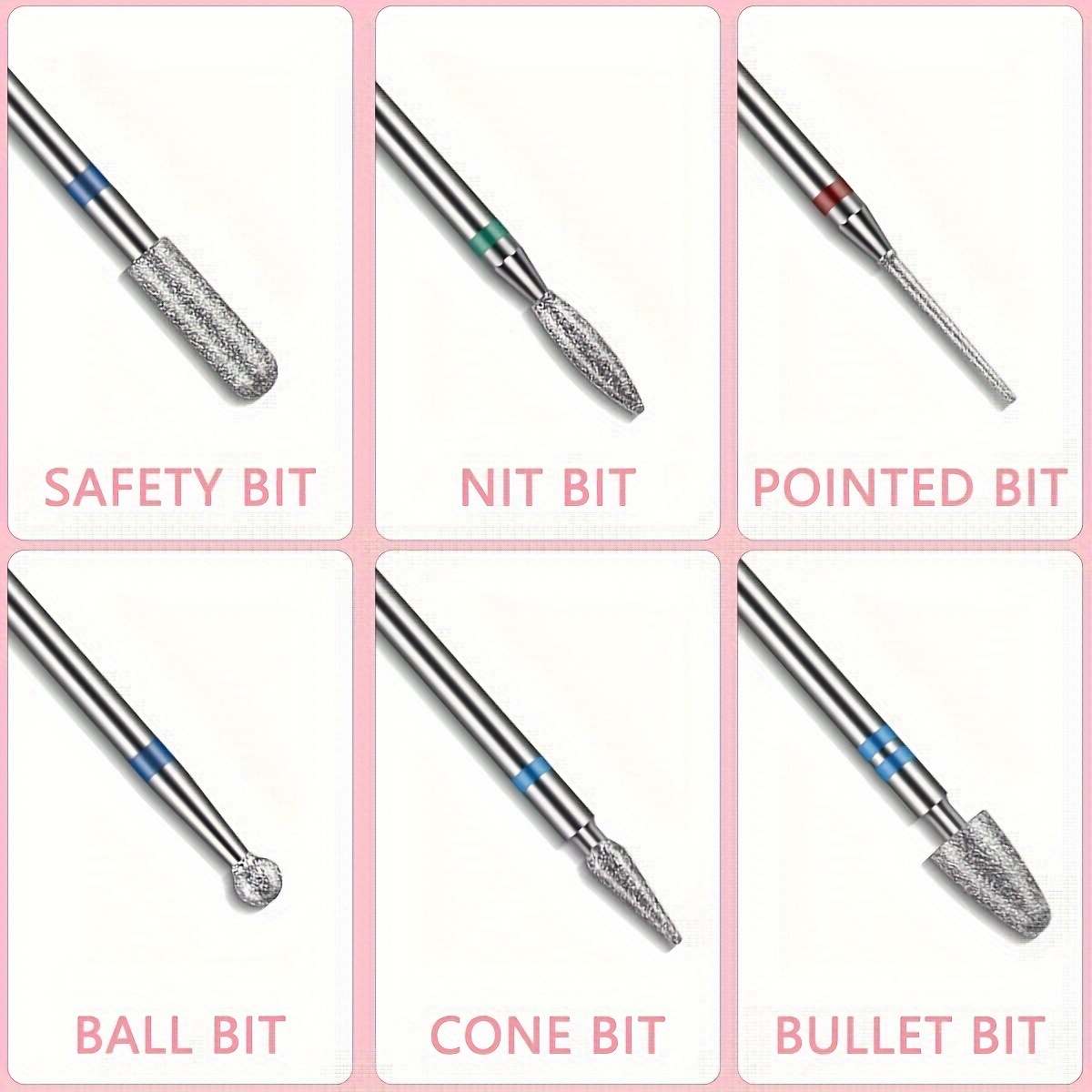 Nail Drill Bits Set for Acrylic Nails with Diamond Carbide Tools