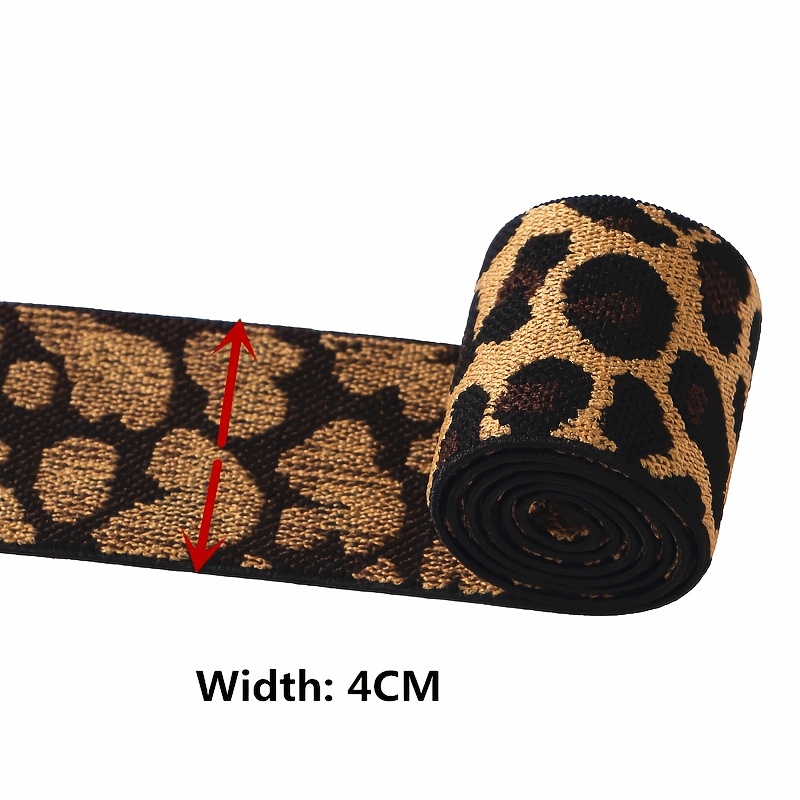 X Width 4cm/5cm Mustard Leopard Print Elastic Band Pants Waistband Stretch Band Rubber Band
