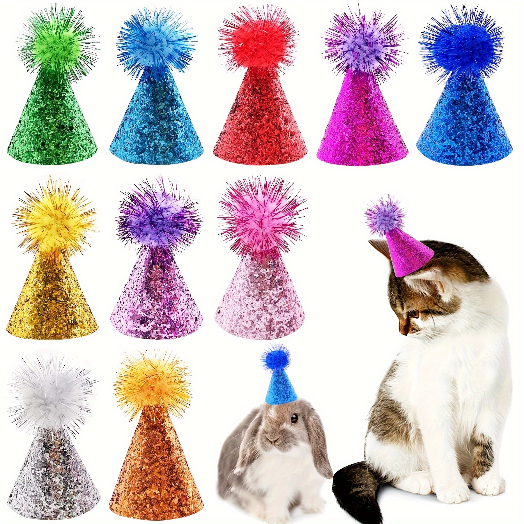 

10pcs Birthday Party Hat Festival Wedding Puppy Kitten Costume Accessories