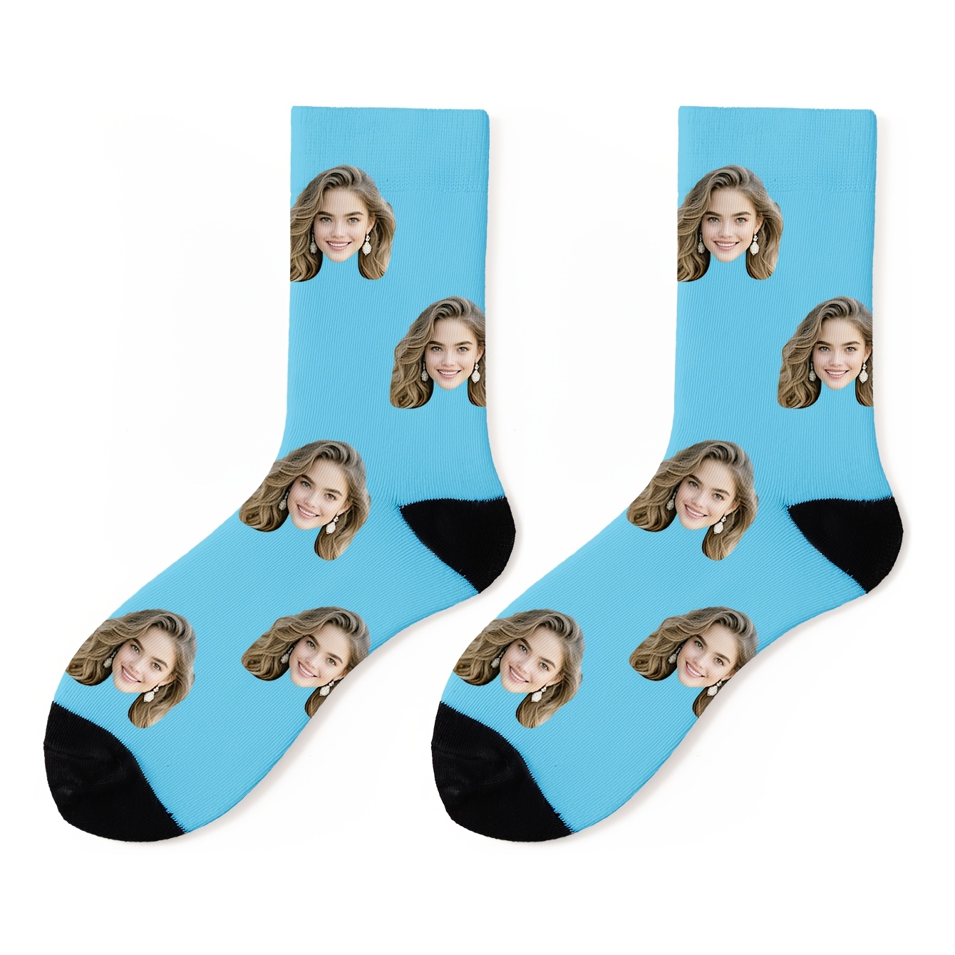 TEMU 1 Pair Of Custom Face Medium Tube Socks, Put Any Face On Socks, Personalized Socks With Photo, Funny Custom Picture Pair With Medium Socks,