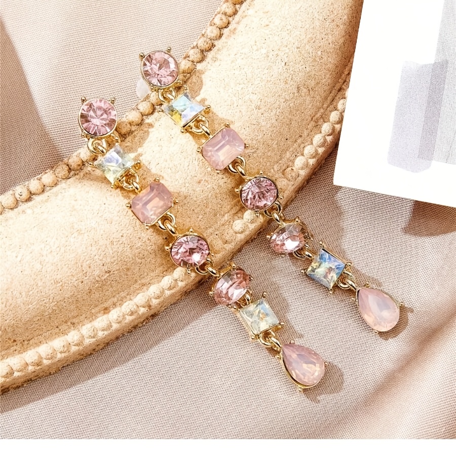 TEMU 1 Pair Fashion Shui Square Geometric Women's Tassel Earrings Suitable For Daily Wear