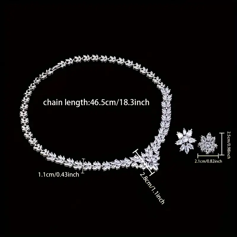 a 925 sterling zirconia flower jewelry set for women necklace earrings set for womens wedding party jewelry gifts with gift box Product details 0